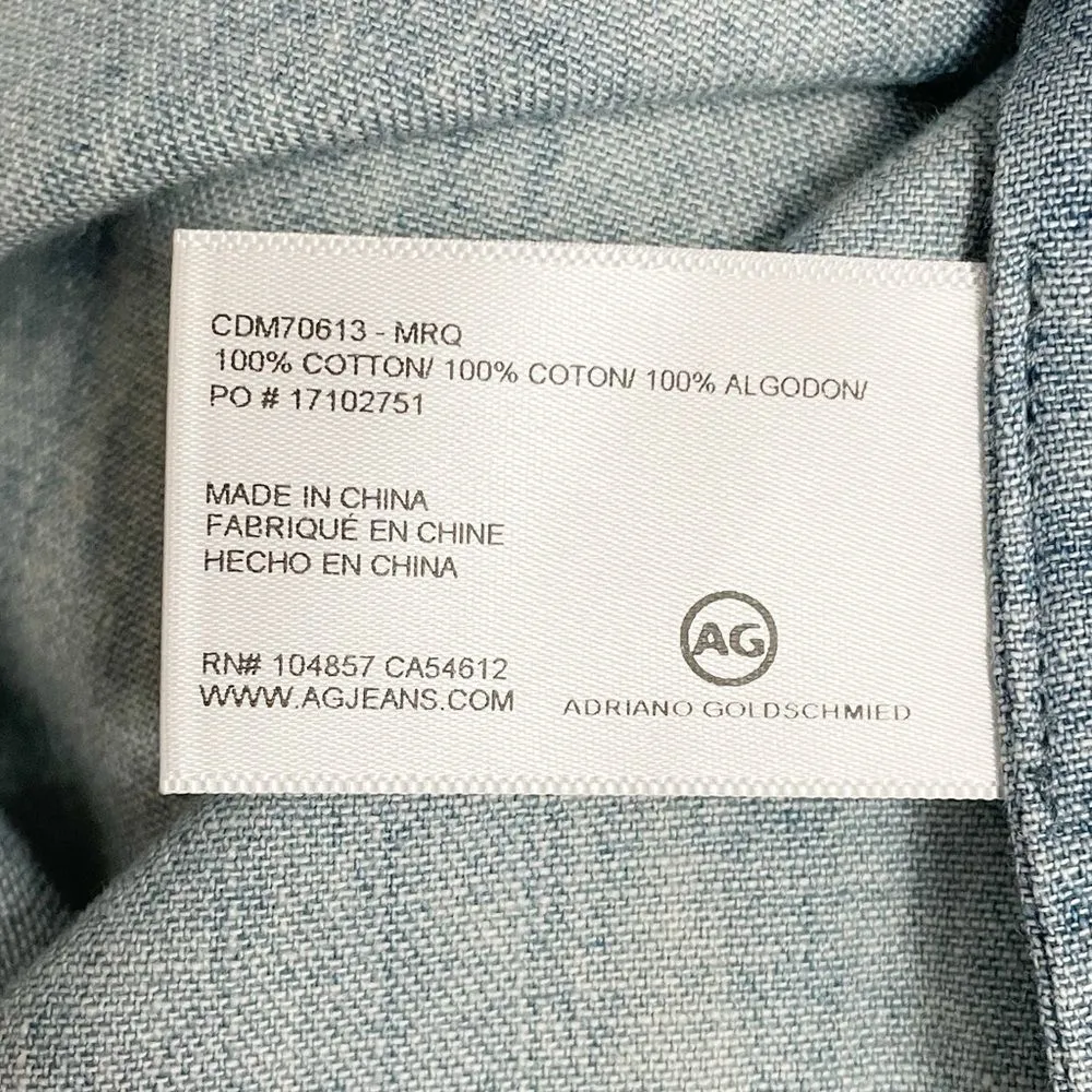 NWT AG Jeans The Shannon Top Chambray Blue Fringe Sleeve Blouse Size Small NEW - Image 13