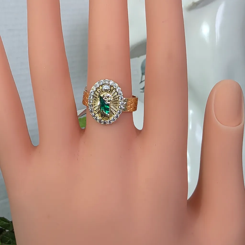 Gold Filled Ring St Jude Icon with Ciboc Zirconia Size 9 - Image 7