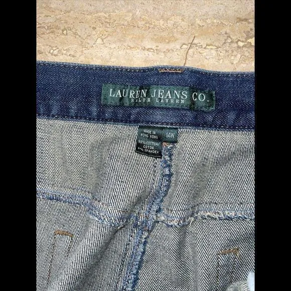 Vtg 90’s RALPH LAUREN JEANS CO Size 14w Turquoise Beaded Western‎ Dark Blue Jean - Image 2