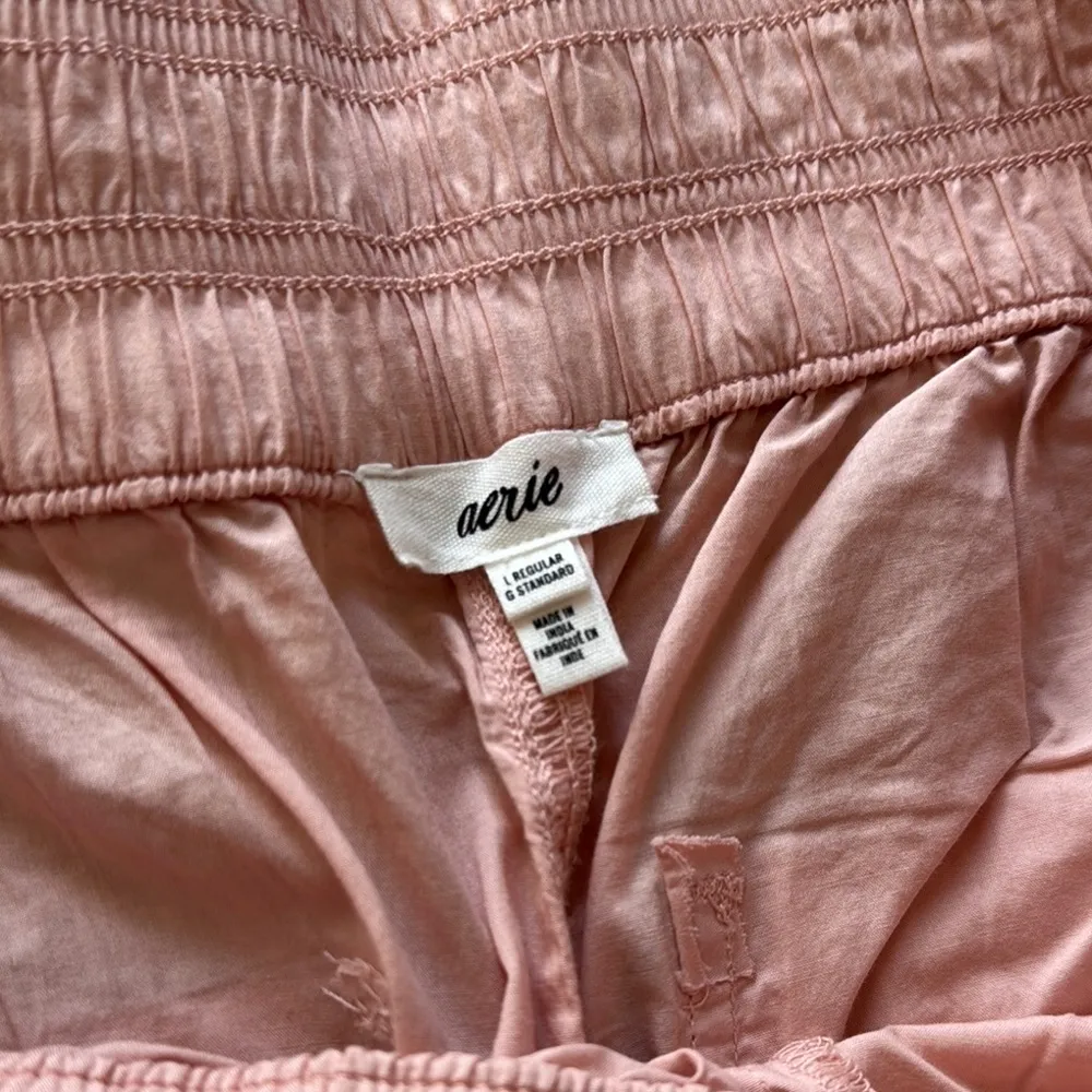 Aerie Pink Wide Leg Pants with Elastic Waistband - Image 2