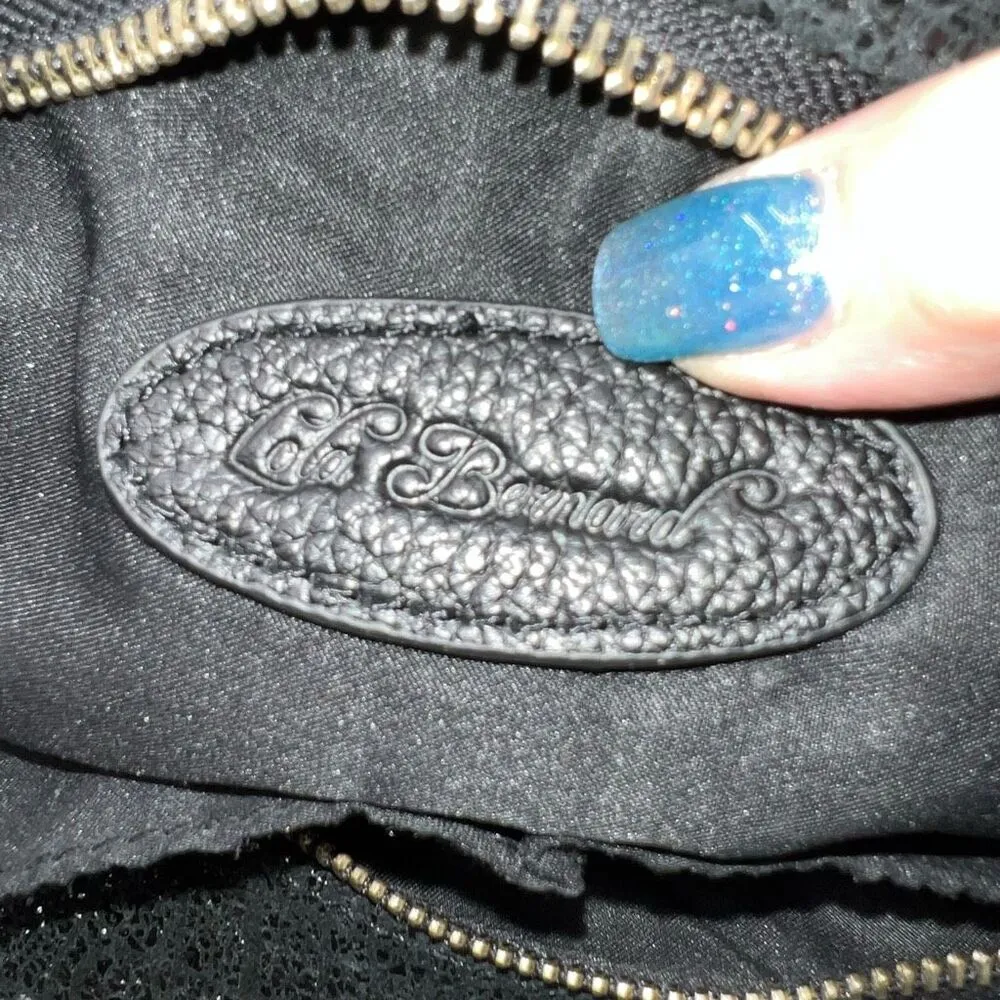 Lola Bernard Shimmer Croco Embossed Soft Leather Slouch Bag Black - Image 8