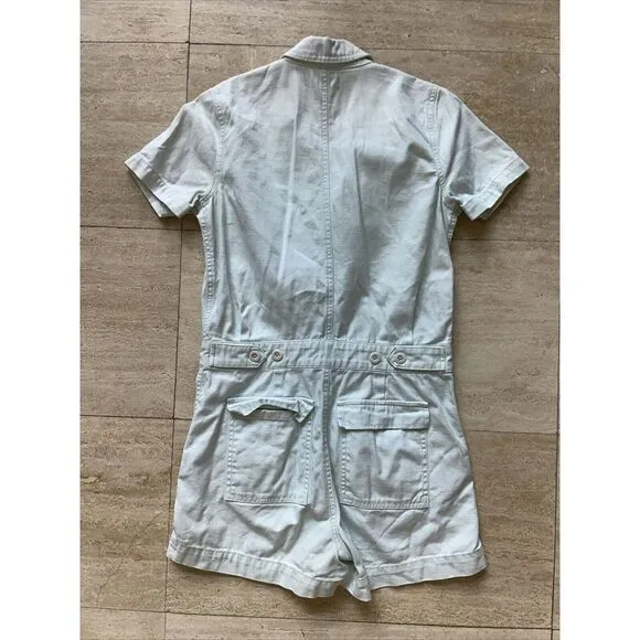 Madewell 100% Cotton Garment Dyed Coverall Romper in Light Green Size XS‎ - Image 6