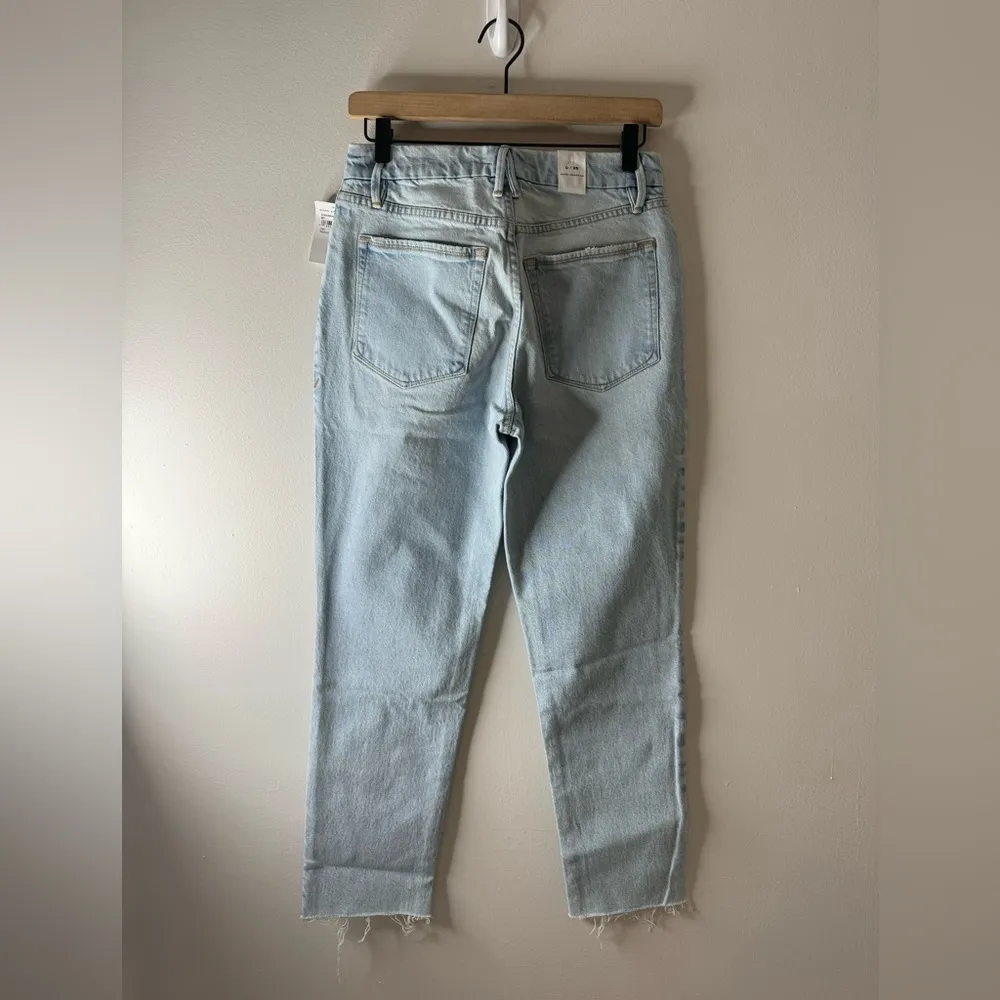 NWT Good American 25 High Waist Raw Hem Slim Straight Jeans Indigo248 - Image 6