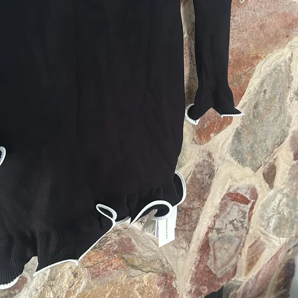 Commense Contrast Ruffle Slim Dress size xs Black - Image 4