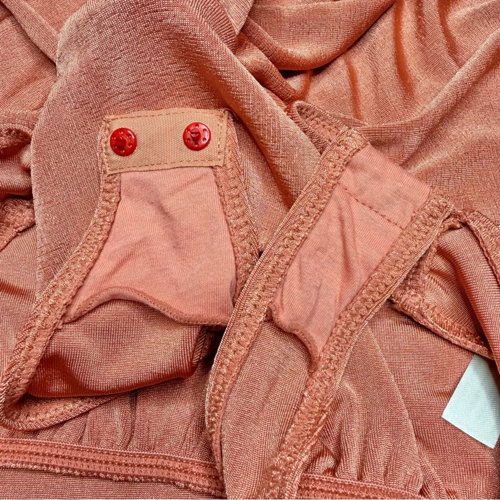 Free People Intimately Turnt Long Sleeve Bodysuit Ginger Spice Pink Orange Small - Image 5