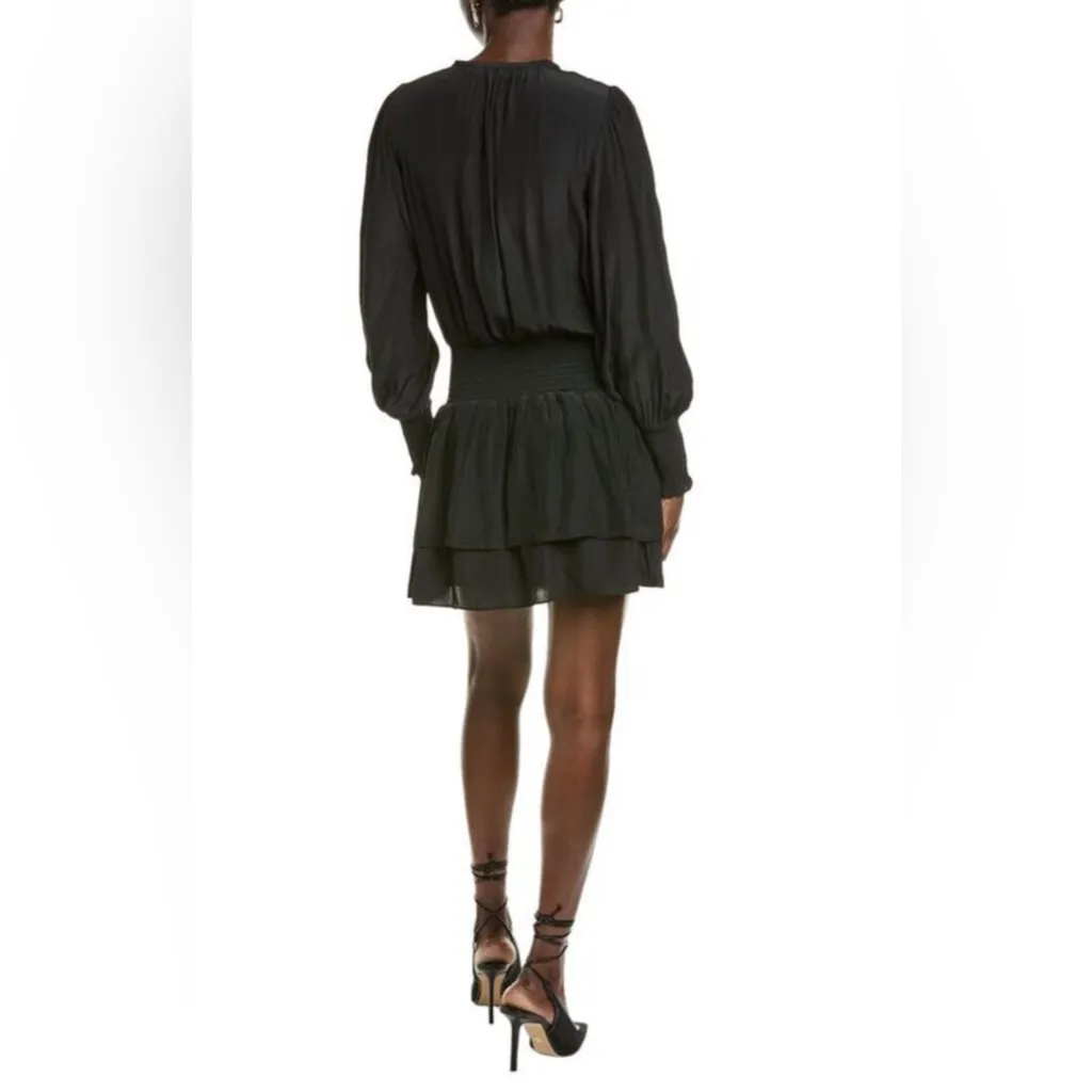 New! Ramy Brook Clarinda Smocked‎ Drop Waist  Mini Dress Black Sz XXS $425 - Image 2