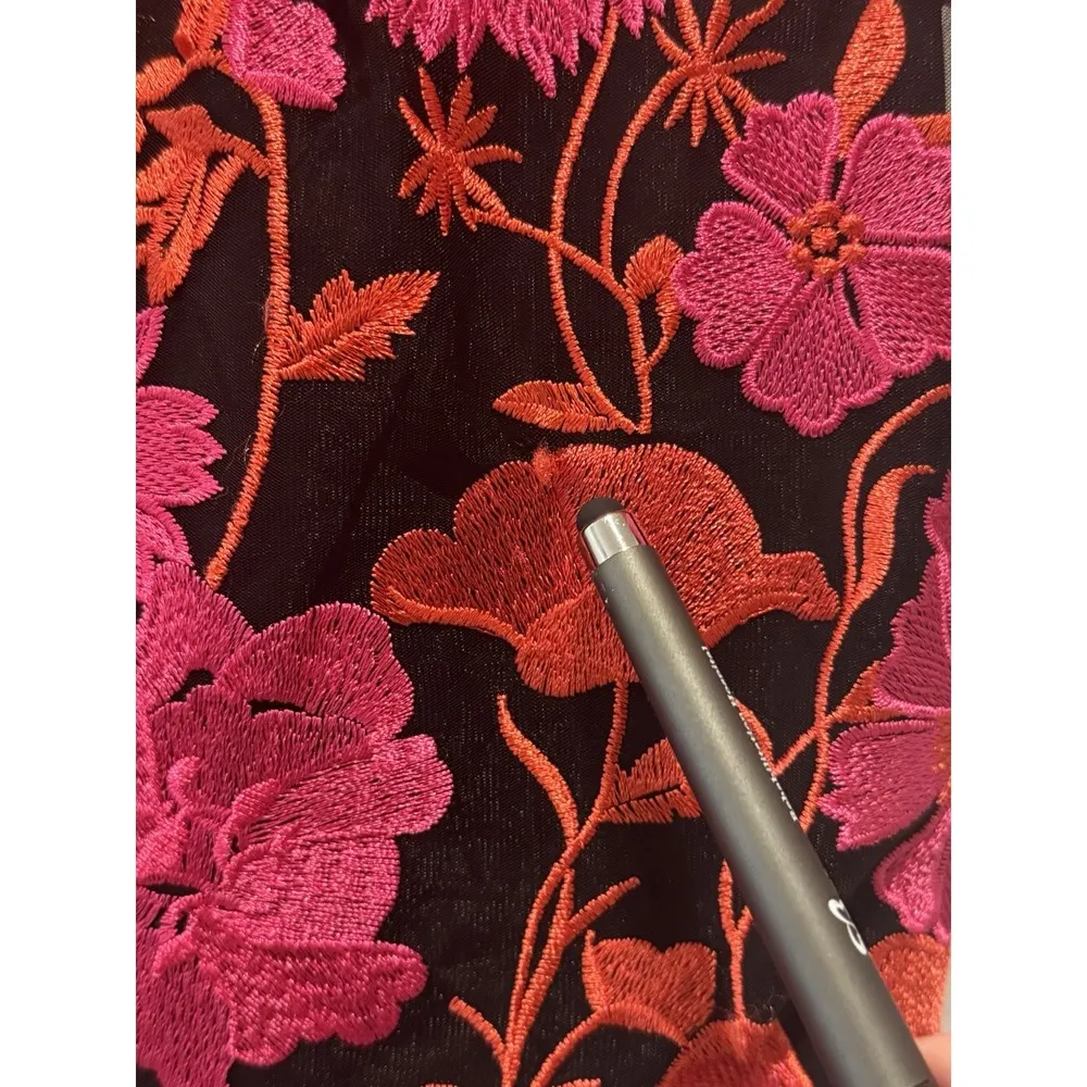 $595 Milly's Scottie Floral Mesh Lace Embroidered Mini Dress Sz 2 Red Pink Black - Image 15