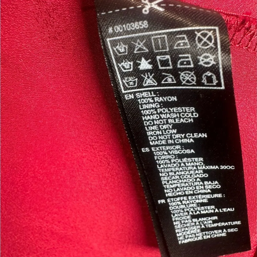 Burgundy and black tiny polka dot flowy dress size small - Image 7