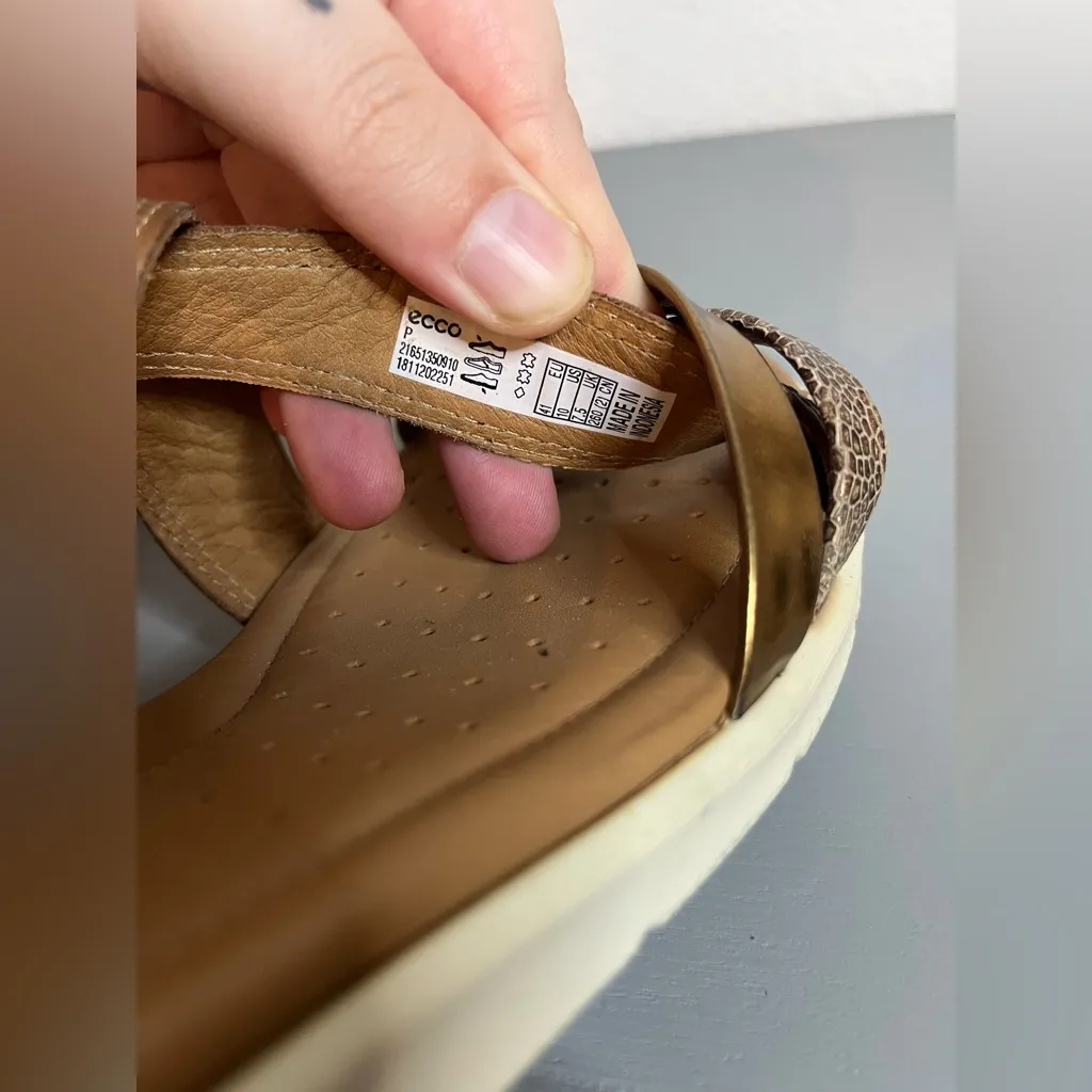 ECCO Women's Leather Felicia Sandal Wedge Cashmere/Bronze Size 41 EU/10-10.5 US - Image 8