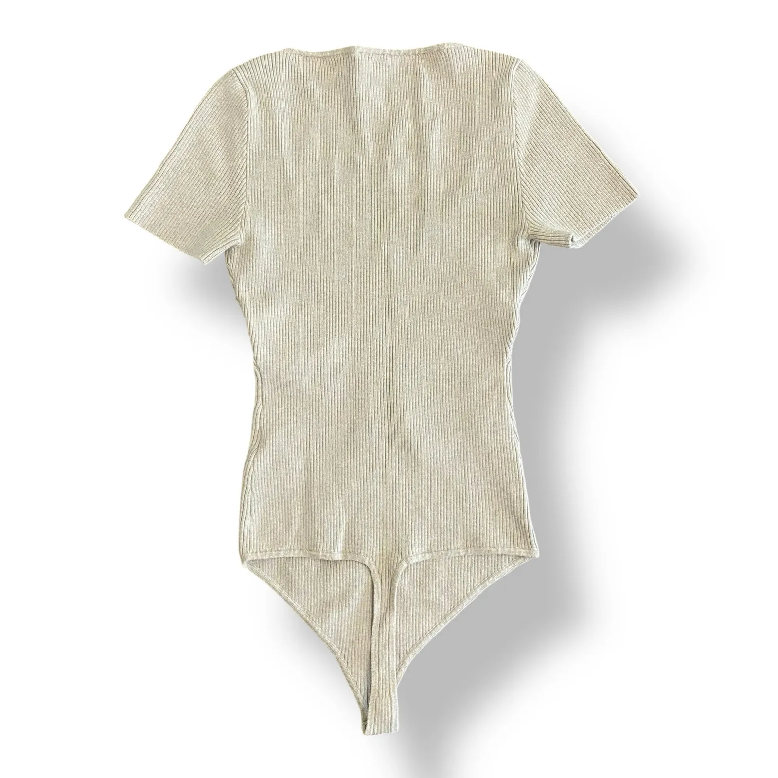 Abercrombie & Fitch‎ Sweetheart Corset Knit Bodysuit Women’s Size M Tan - Image 6