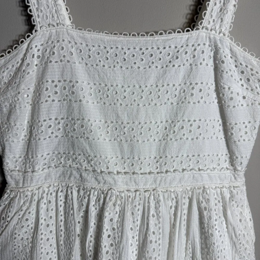 Chelsea & Violet Lace Eyelet Smocked Midi Dress Women's Large White Cottagecore - Image 6