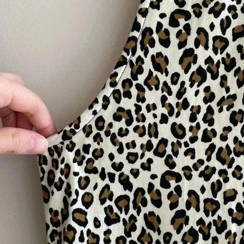 Gaze Cheetah Print Mock Neck Tank Top, Animal Print Shirt, Size Large Brown - Image 4