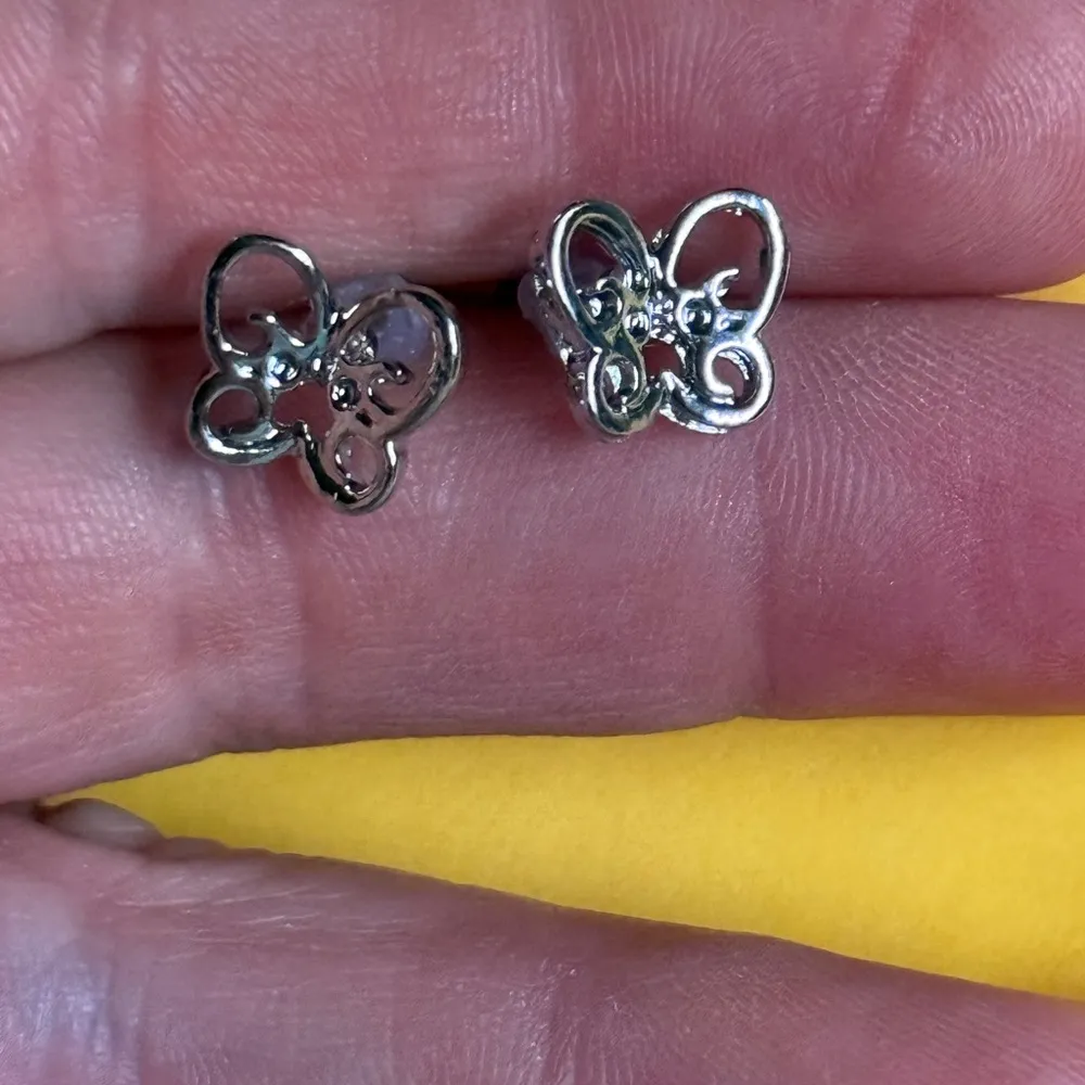 Elegant Silver Butterfly Earrings - Image 2