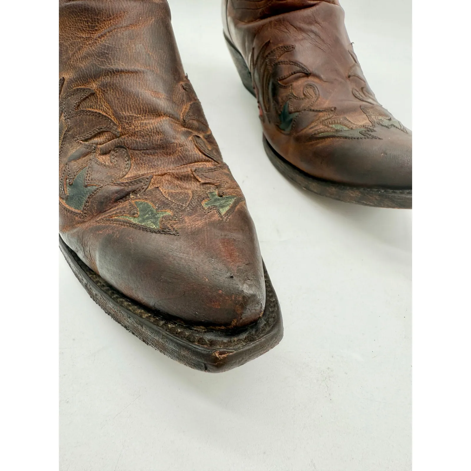 Vintage Dan Post Brown Leather Cowboy Western Women's Point Toe Boots Size 6 - Image 4