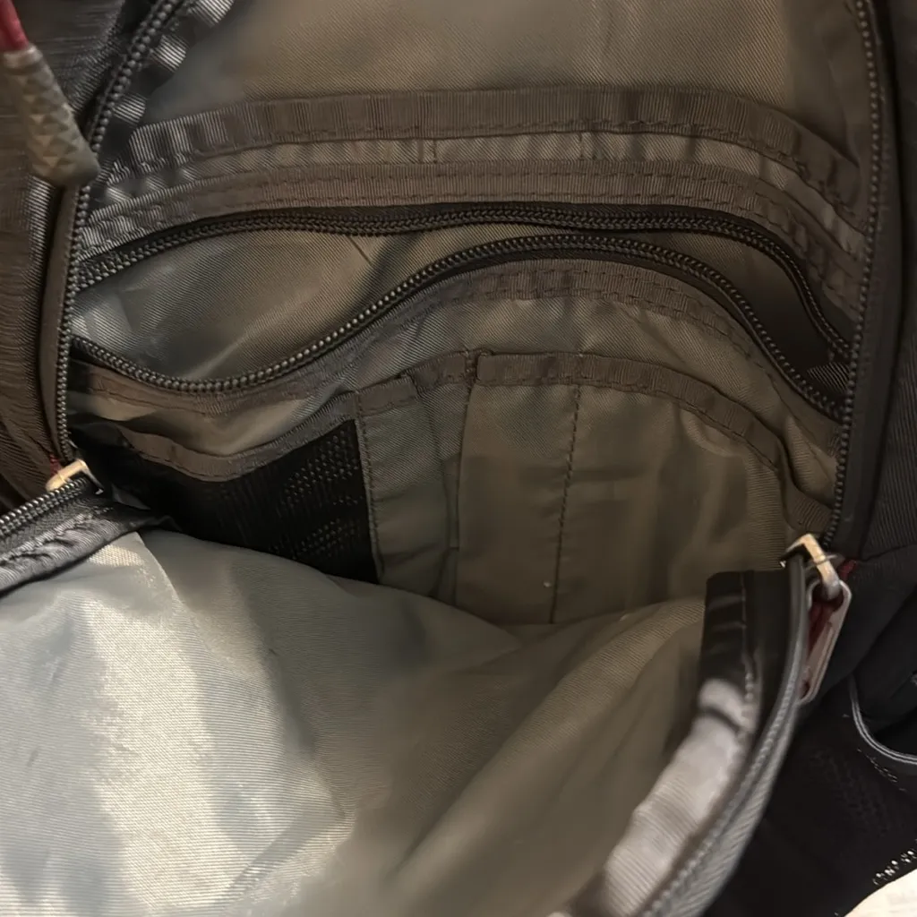 The North Face Vault Charcoal and Burgundy Backpack - Image 8