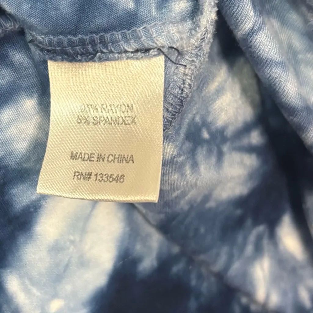 Crosby Blue Tie Dye Top Women's L Boho Hippie Festival Casual Cap Sleeve Hi - Image 6