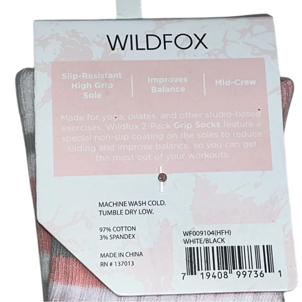 WILDFOX 2-Pack Mid-Crew Retro Stripe Grip Socks - Image 4
