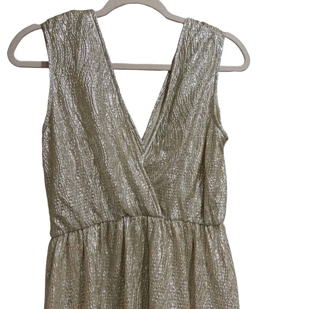 🌟 Lulus All That Shimmers Is Gold Light Gold Maxi Dress Women’s Medium - Image 9