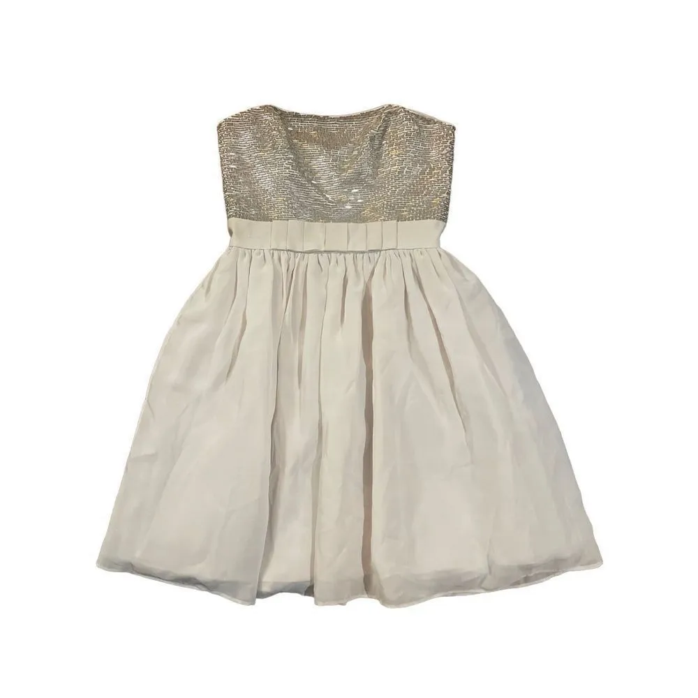 Ted Baker London cream & silver sequin evening dress prom cocktail sz 2 - Image 3