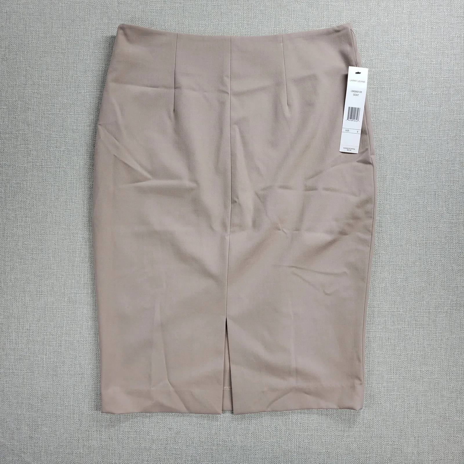 Larry Levine Womens Skirt Size 8 Cream Taupe Back Slit Side Zip Knee Length NEW - Image 7