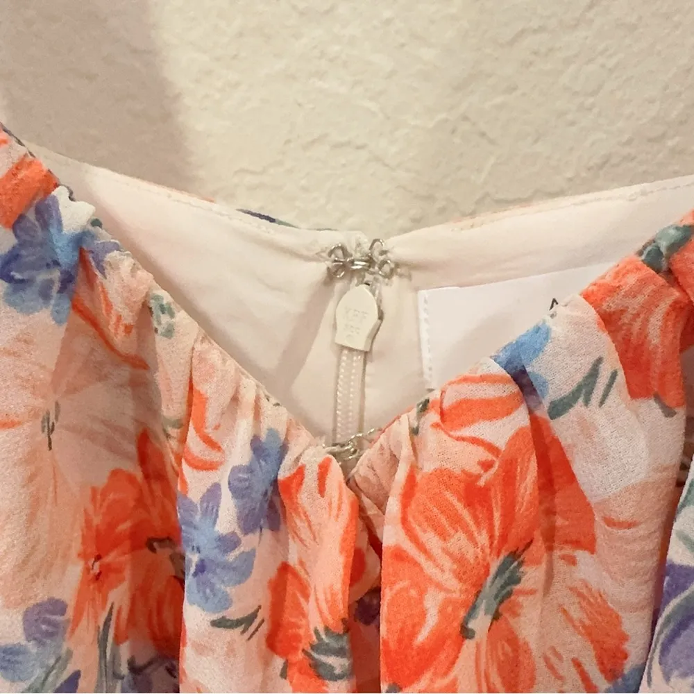 ASTR Mahalia High Low Midi Dress in Blue Orange Floral Size Small NWT - Image 4