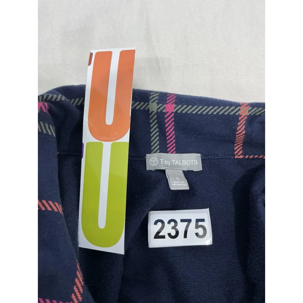 Womans T By Talbots Blue Plaid Small Stretch Zip Up Ligh Weight Jacket - Image 3