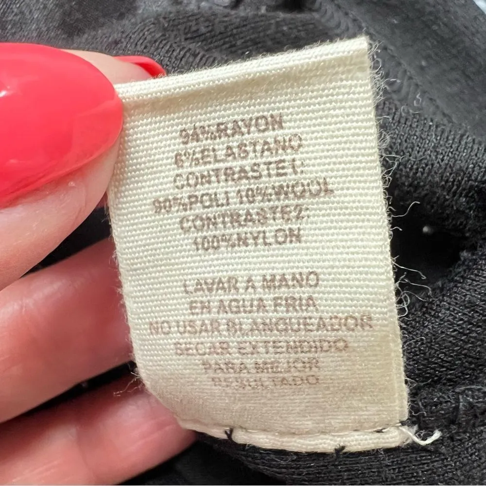 Mystree Elegant Black and Gray Lace Panel Knit Dress Cap Sleeve Large - Image 9