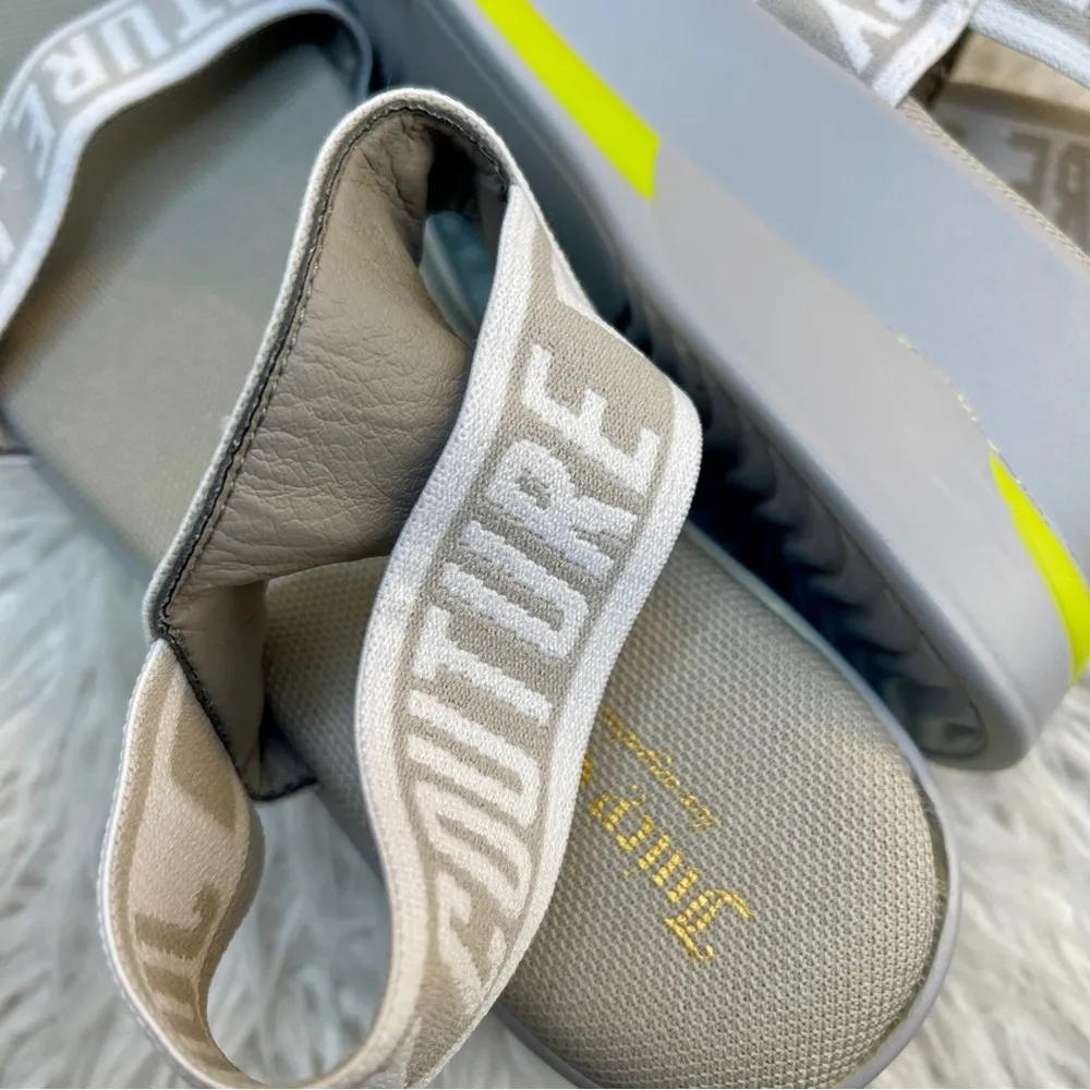 Juicy Couture Stretch Back Printed Logo Sandals neon stripe - Image 10