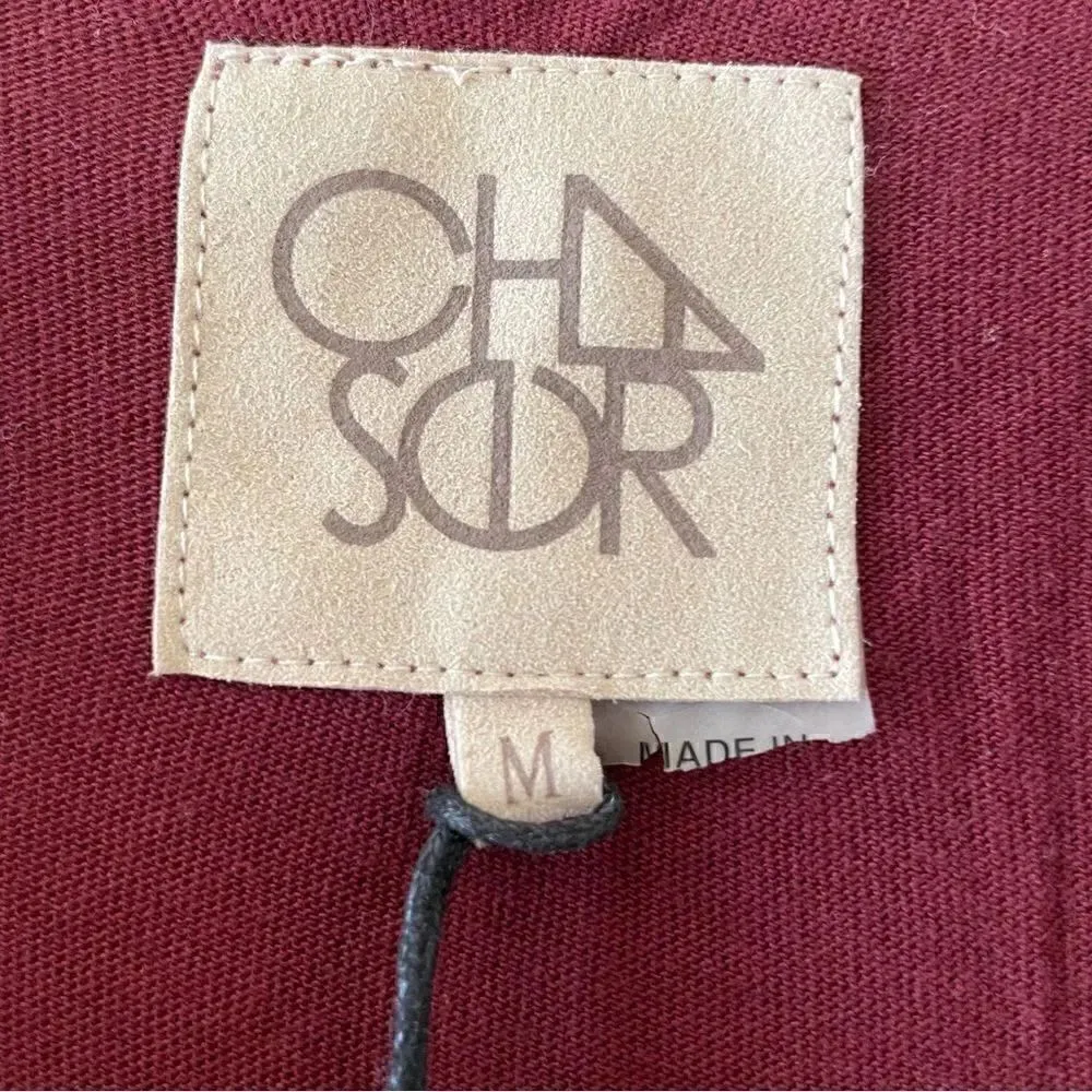 NWT Chaser Revolve Cotton FLARED SLEEVE SURPLICE  Faux Wrap Top Old Zin  Sz M - Image 4