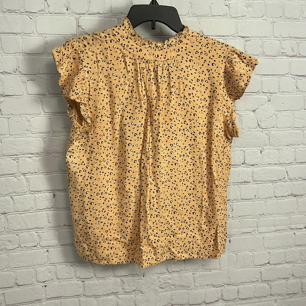 THML New mob wife leopard print ruffle sleeve Cora top size Small old money - Image 2