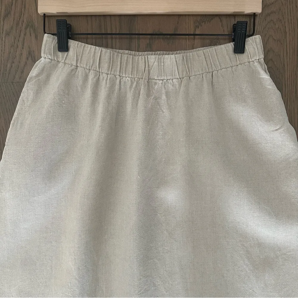 Eileen Fisher A-line Midi 100% Organic Linen Skirt in Undyed Natural Tan XS - Image 8
