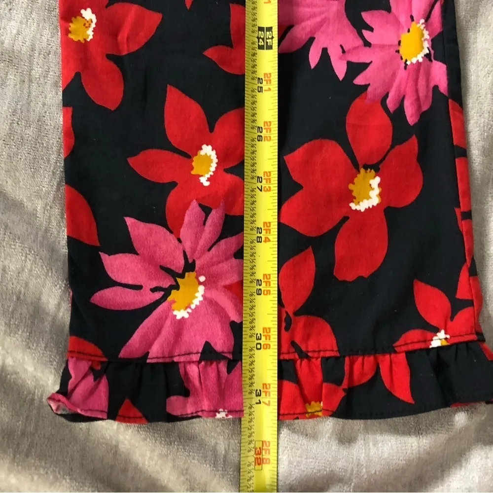 Vintage Carole Little red & pink floral 2 piece set button up shirt pants size 4 - Image 5