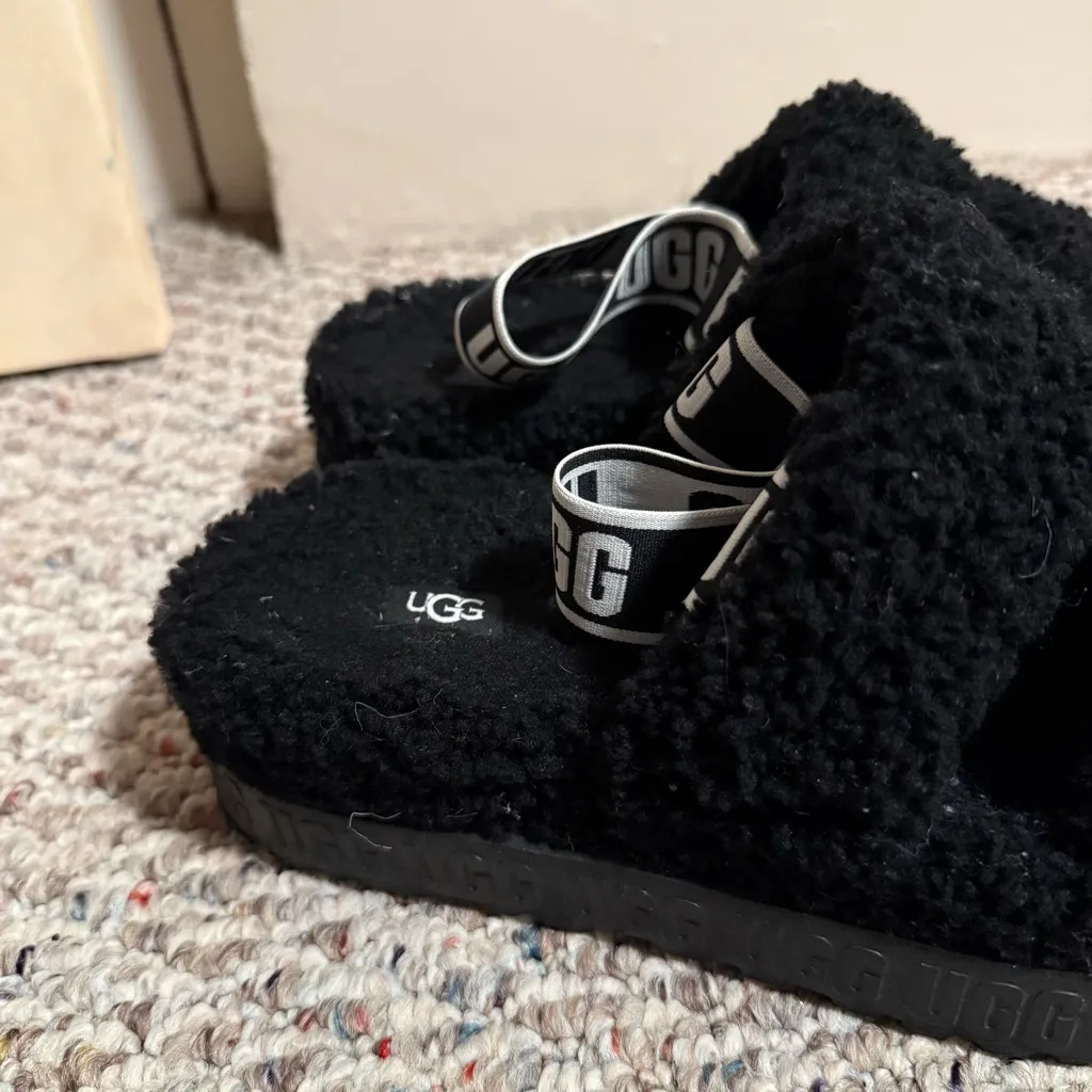 UGG  Oh Fluffita Slide Slingback Black- Size 10 - Image 5