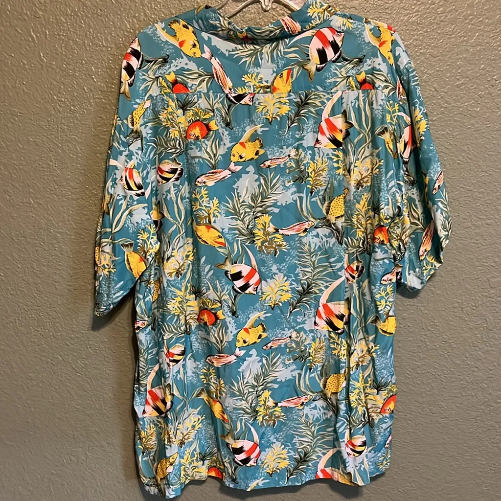 Reminiscence Stewart Richer Fish Tropical Hawaiian Shirt Vintage Hawaii Tropical Blue Size L - Image 4