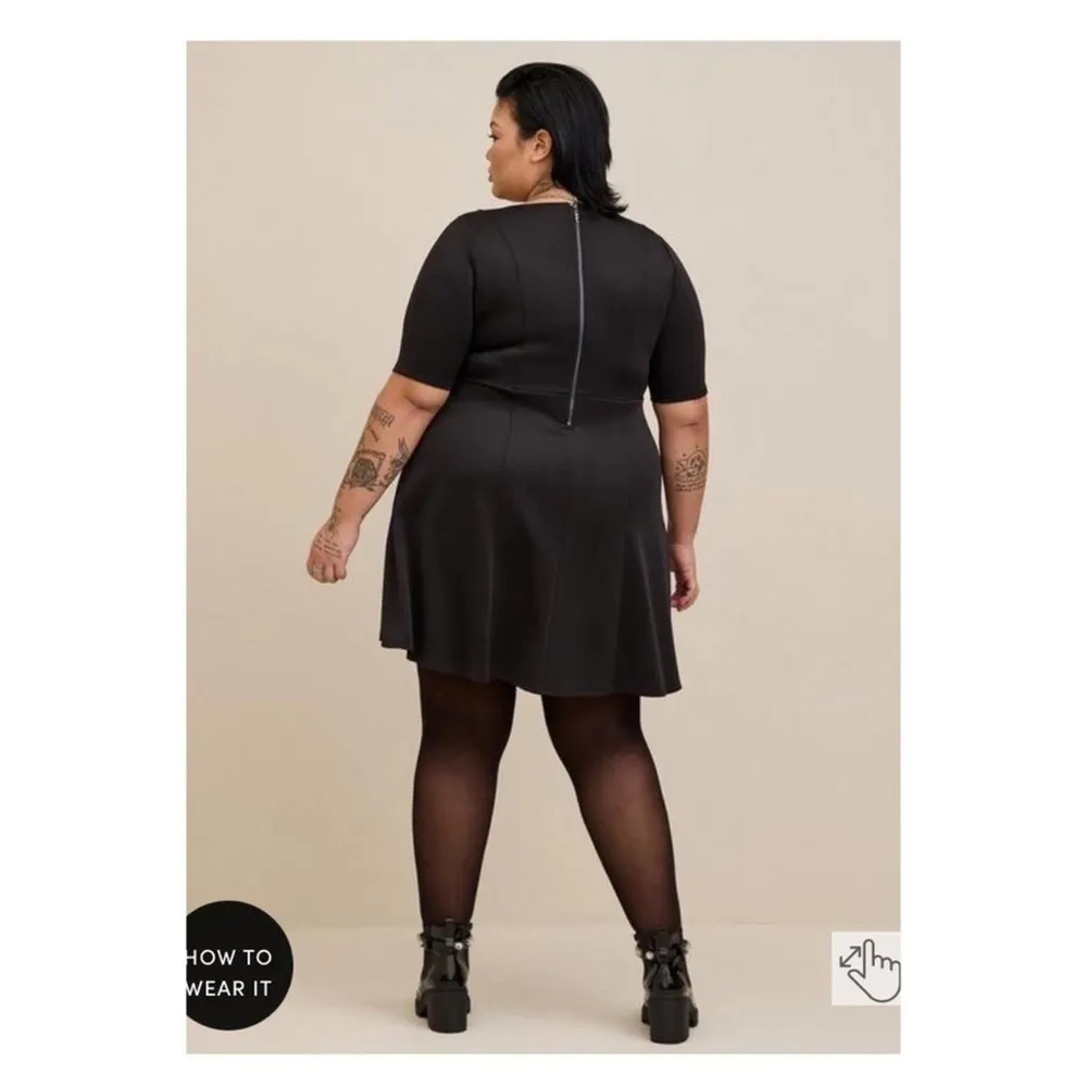 Torrid Black Scuba Fit&Flare Mini Dress Sz.4 NWT - Image 4