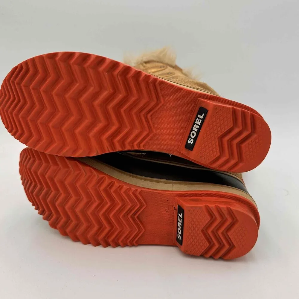 SOREL Tofino Women's Gold Lace-Up Waterproof Boots With Faux Fur Cuff Size 7 - Image 9