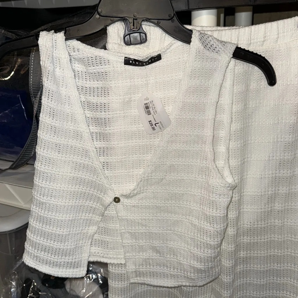 White crochet beach Top and Pants Set - Image 15