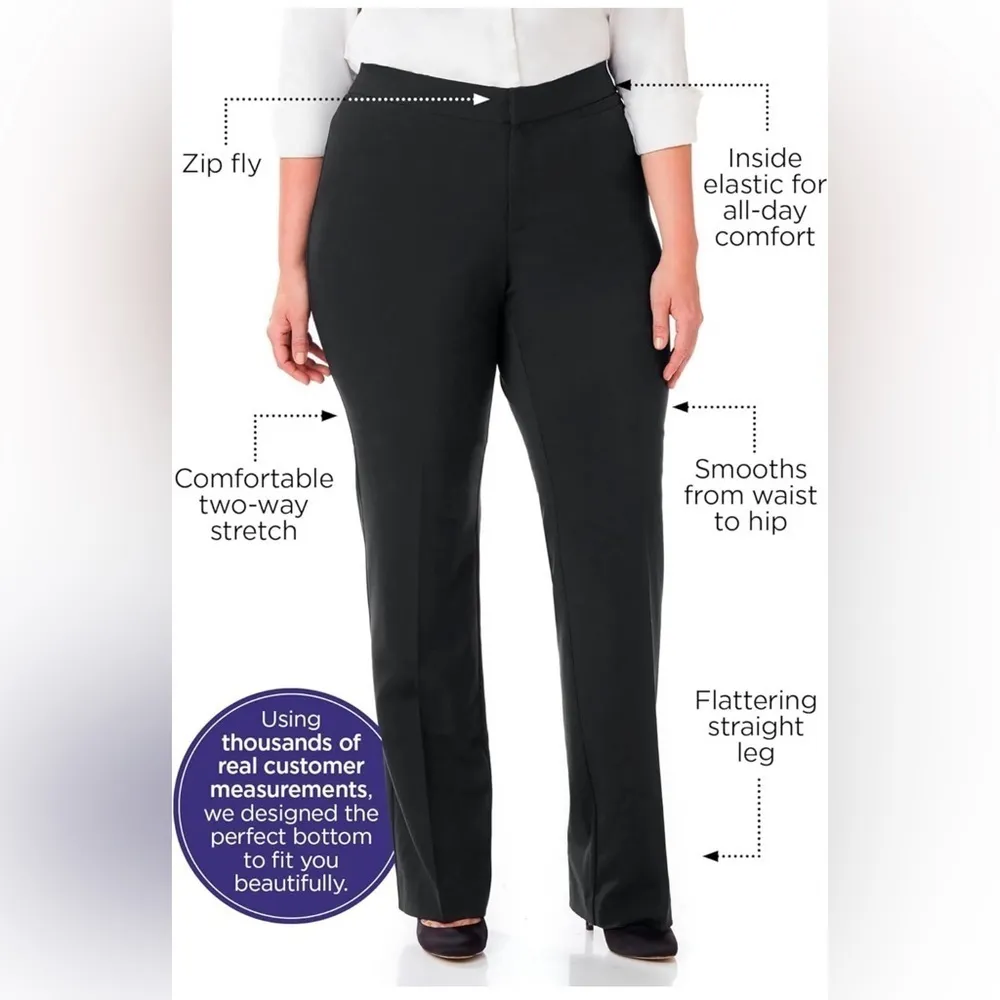 Catherines Right Fit Curvy Black Dress Pants Trousers Plus Size 20W - Image 4