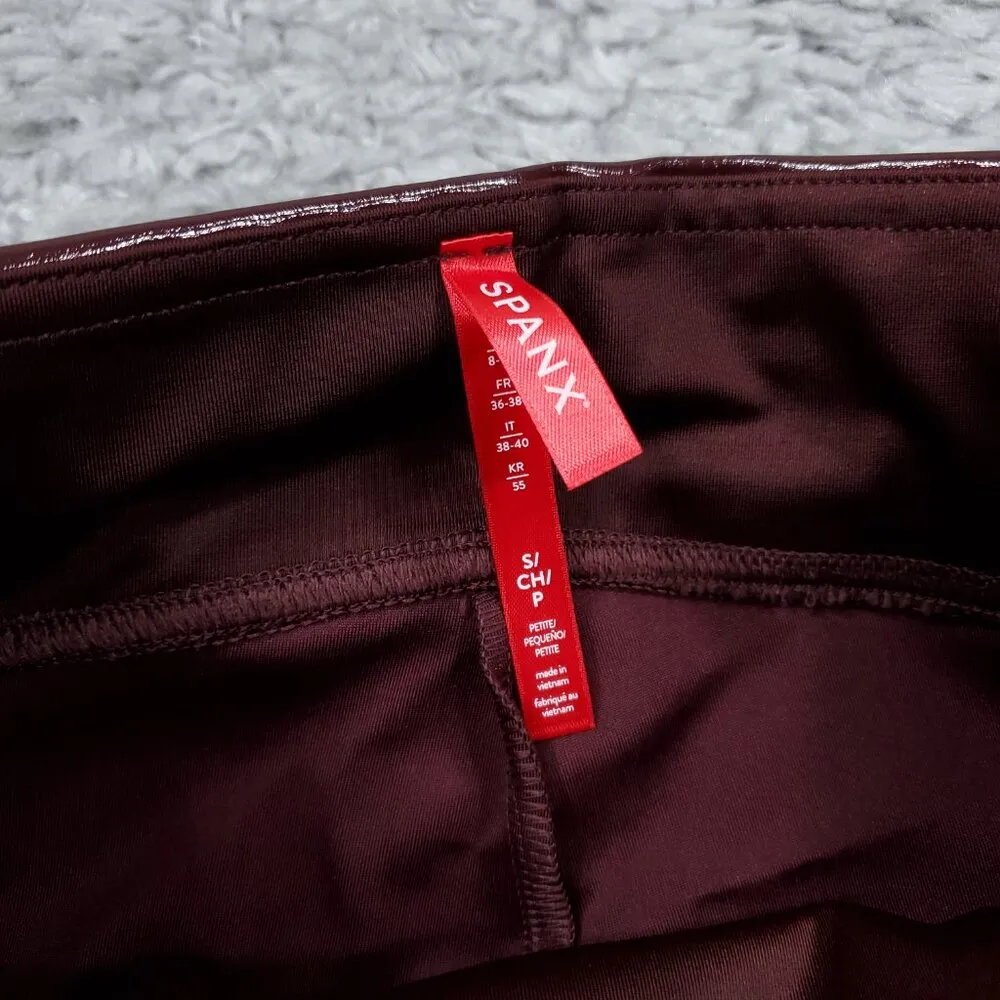 Spanx Faux Patent Leather Leggings Women’s Size Small Petite Ruby Red 20301Q - Image 6