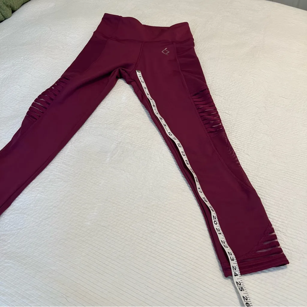 BSP leggings mesh sheer wine burgundy M Purple Size M - Image 12