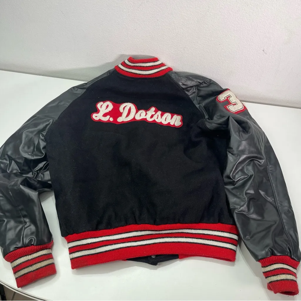 Wool Lettermen Jacket Black & Red Large Cheer Varsity Bomber Streetwear Academia - Image 11