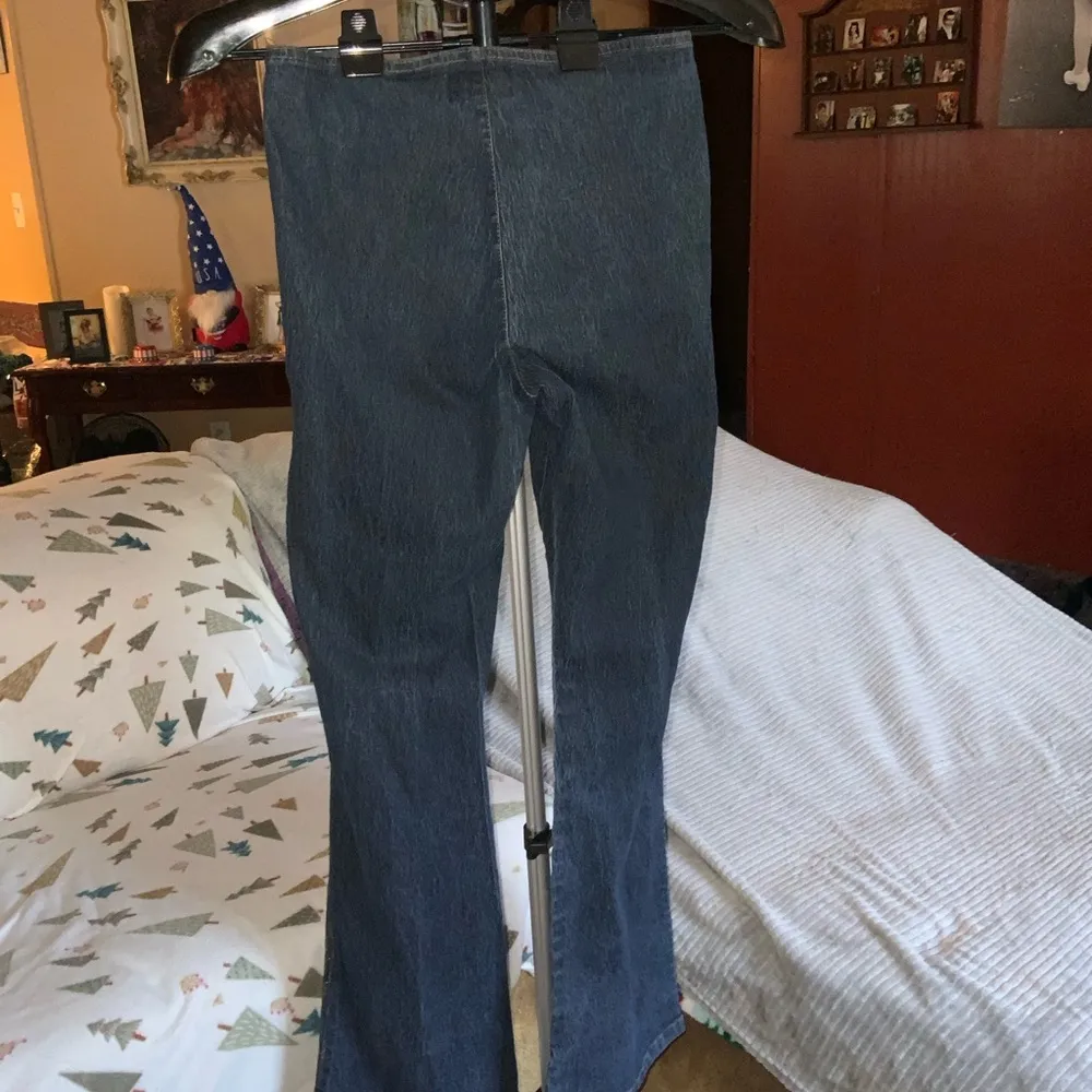 Vintage 00s Y2K Dark Wash Crazy World Jungle Mode jeans Flared Glitter 24” waist Blue Size undefined - Image 2