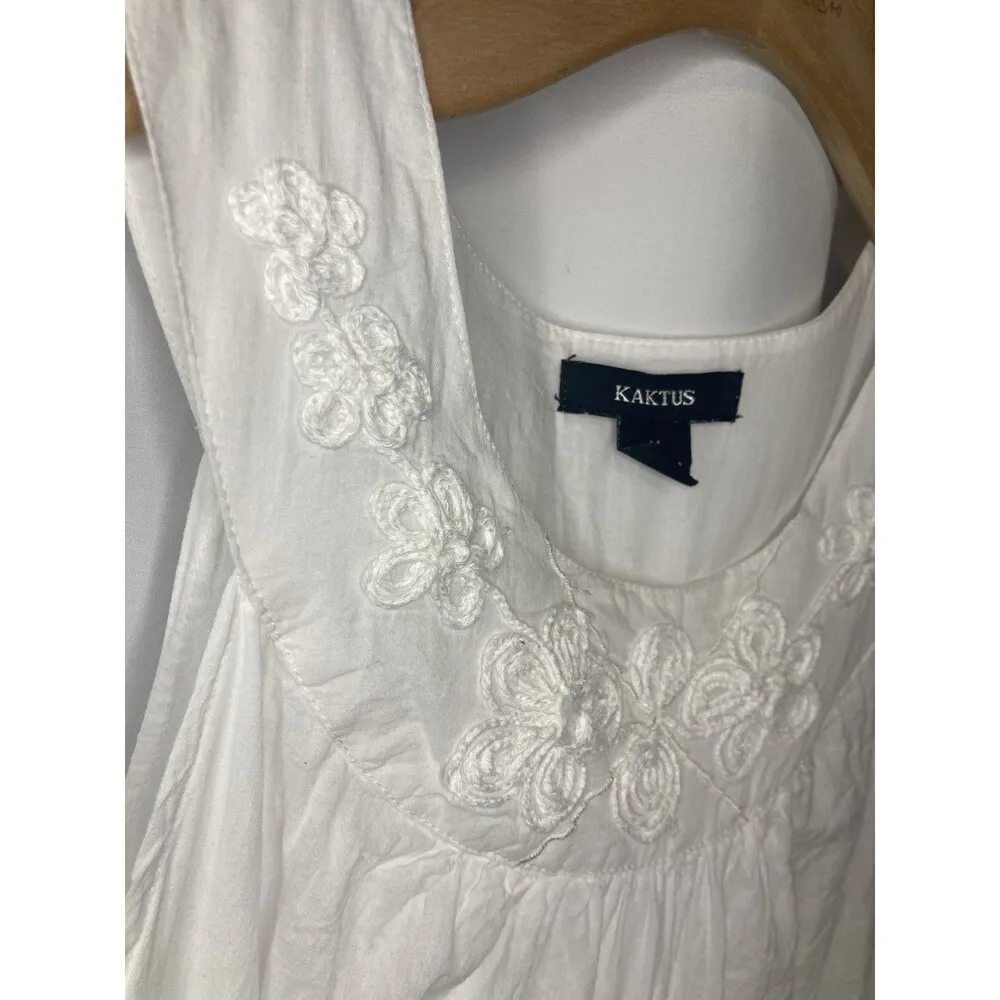 KAKTUS Summer Pullover Layered White Sleeveless Blouse Tank Lace Boho Women's M Size M - Image 4