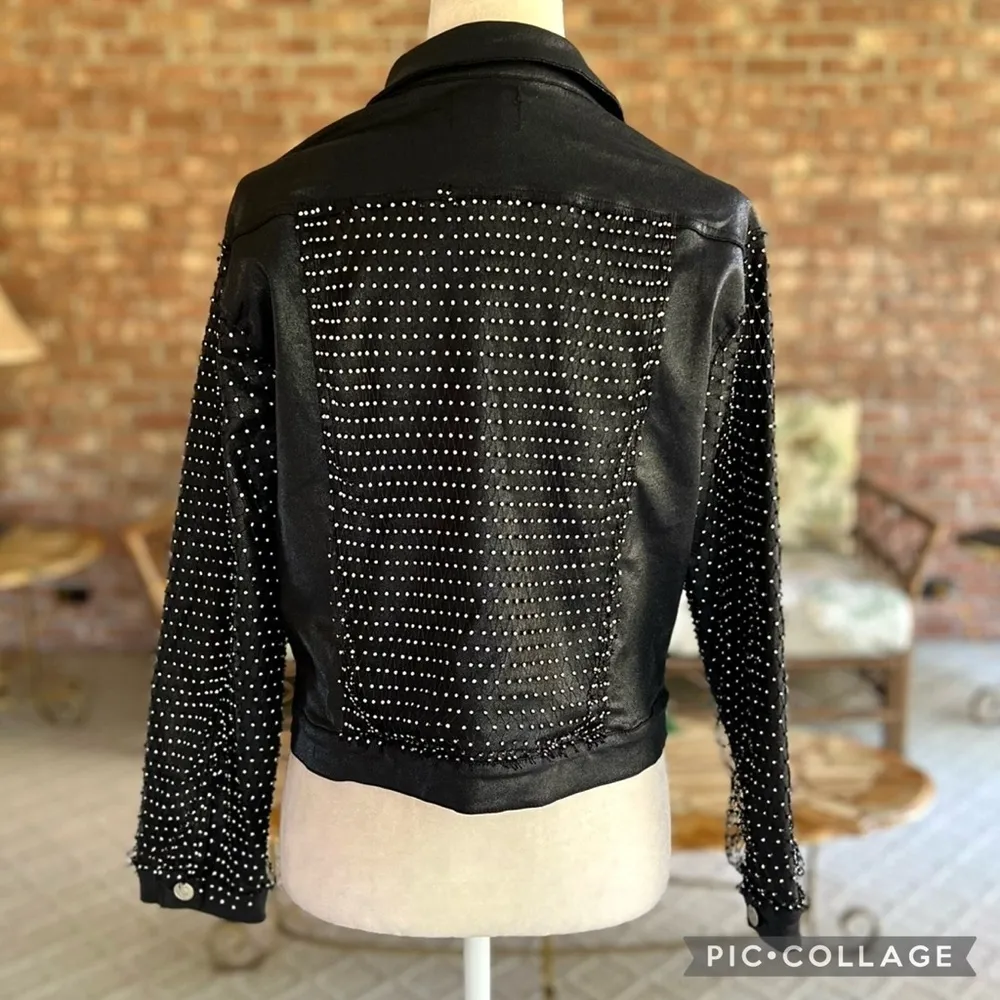 Akira Ammo Rhinestone Jacket L Black Faux Leather Rocker Chic - Image 10