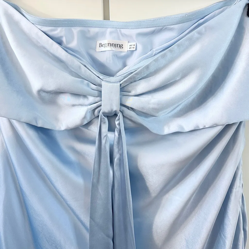 Beginning Boutique Ariella Strapless Maxi Dress - Blue Satin - 10 - Image 10