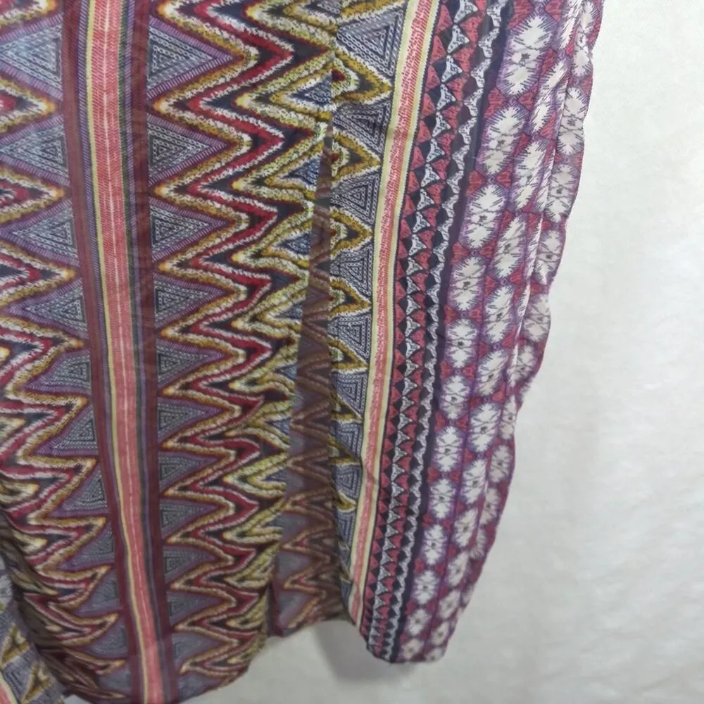 Patrons Of Peace Boho Multi Color Geometric Maxi Dress Size XS - Image 4