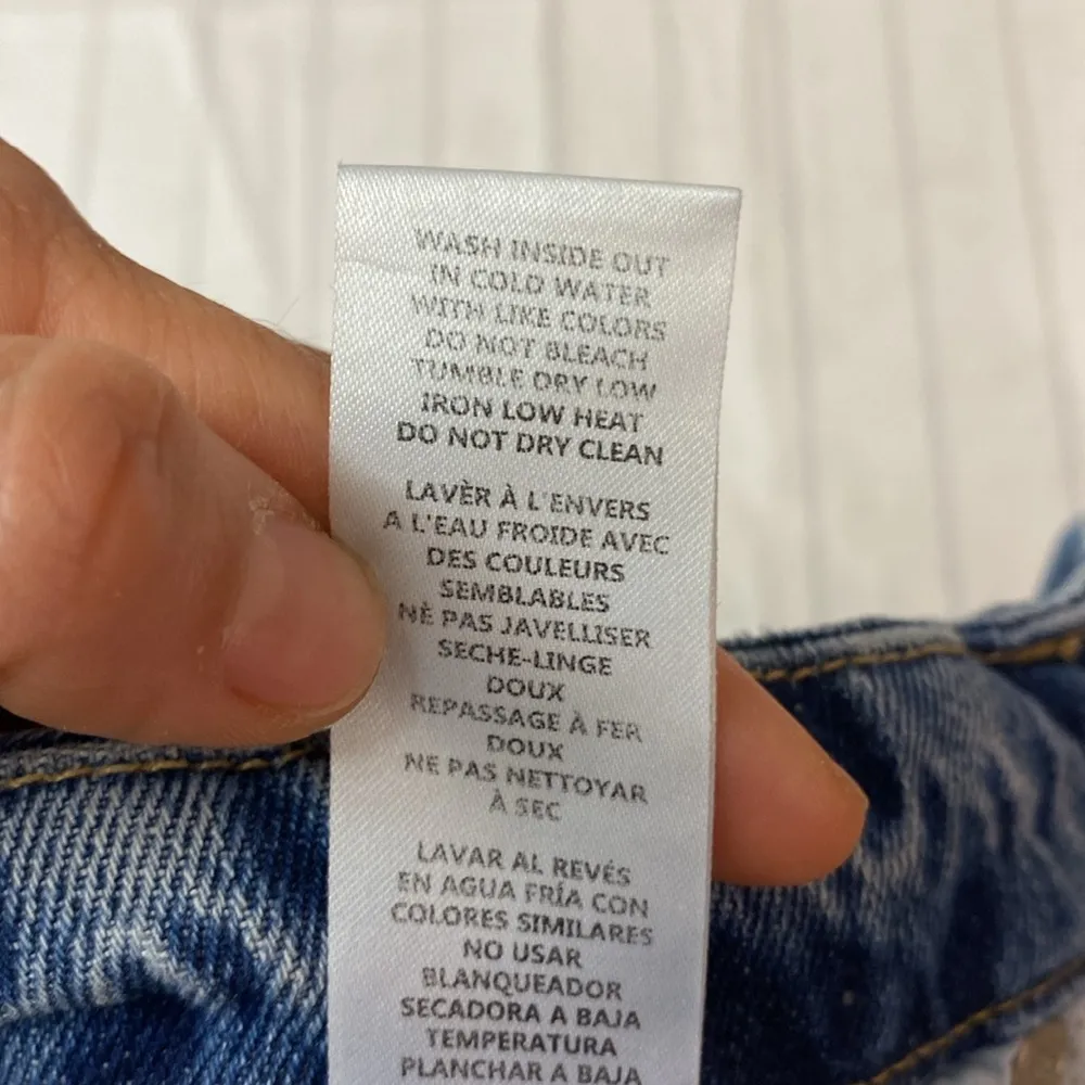 GOOD AMERICAN Good Vintage High Rise Straight Leg Jeans Indigo043 Distressed‎ 15 - Image 9