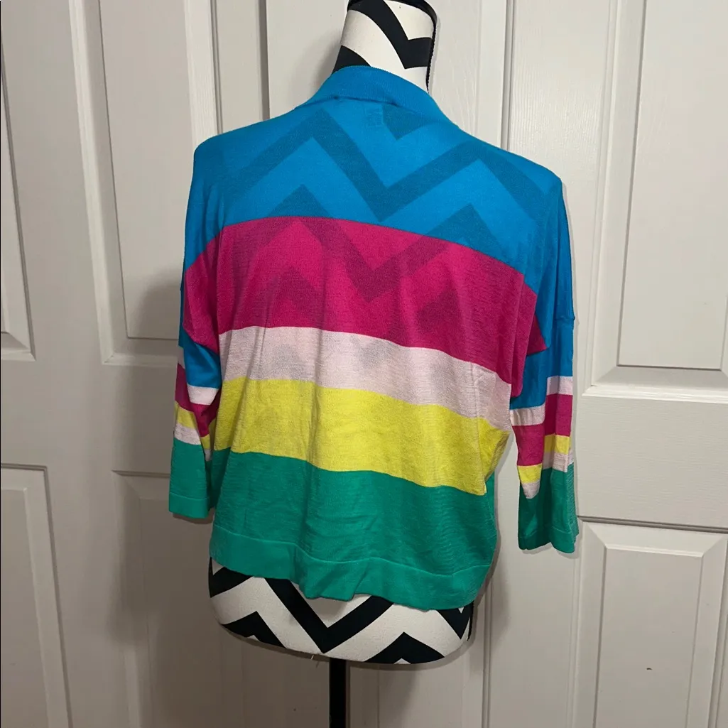 Cotton by Autumn Cashmere Colorful Striped Cropped Sweater - Image 3