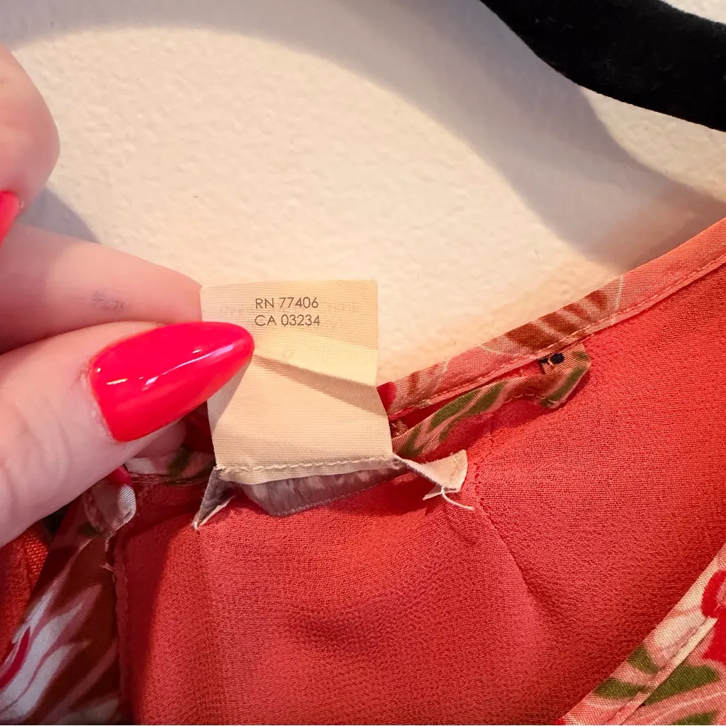 Club Monaco 100% Silk Floral Print 3/4 Sleeve Zip Back Women's Dress Size 6 - Image 5