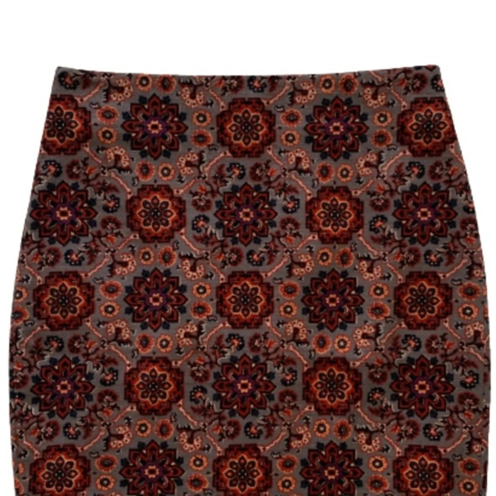 Loft Outlet Skirt Rust Black Floral Medallion Tailored Pencil Skirt Size 0P NEW - Image 3